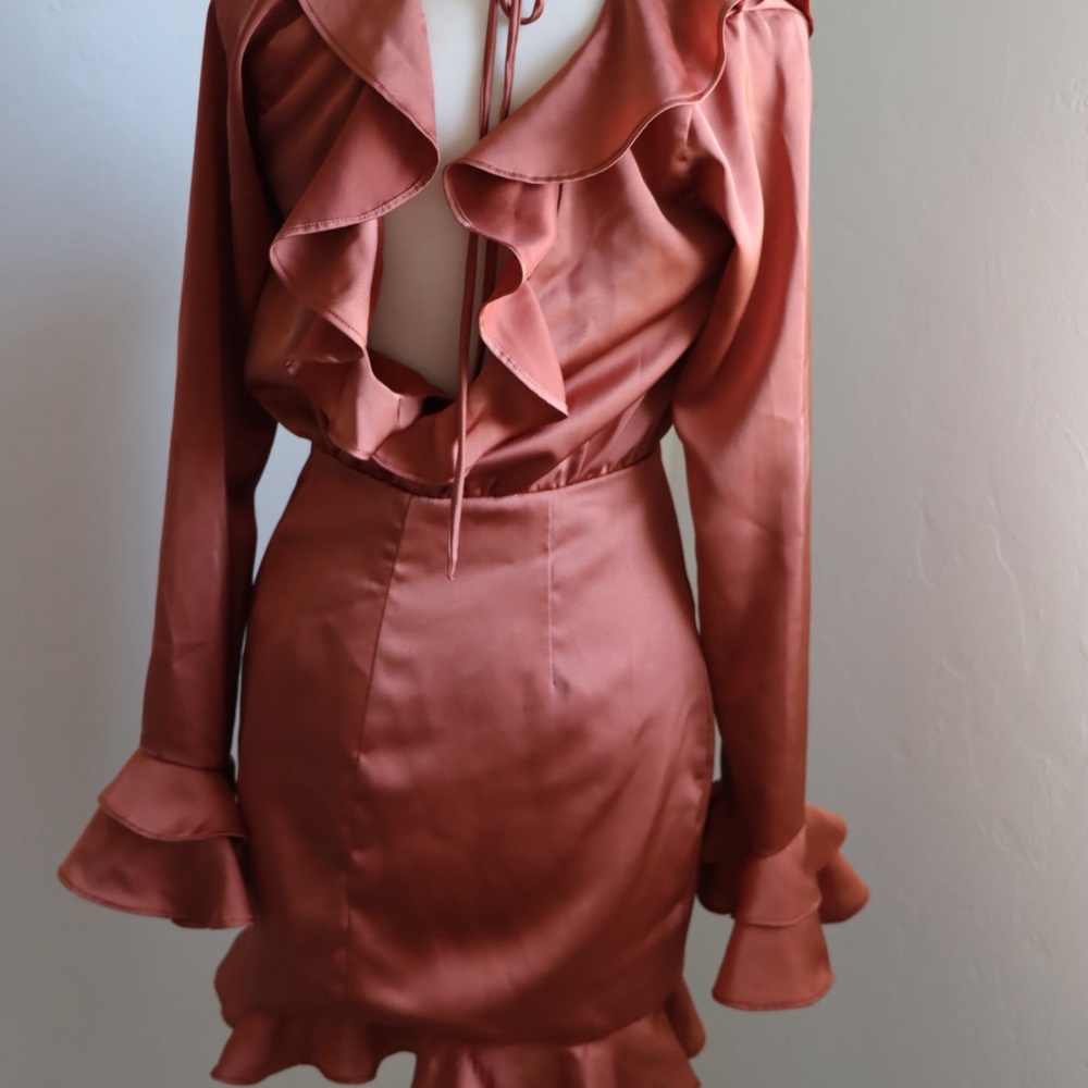 MAJORELLE Pink Ruffled Tiered Sheath Dress